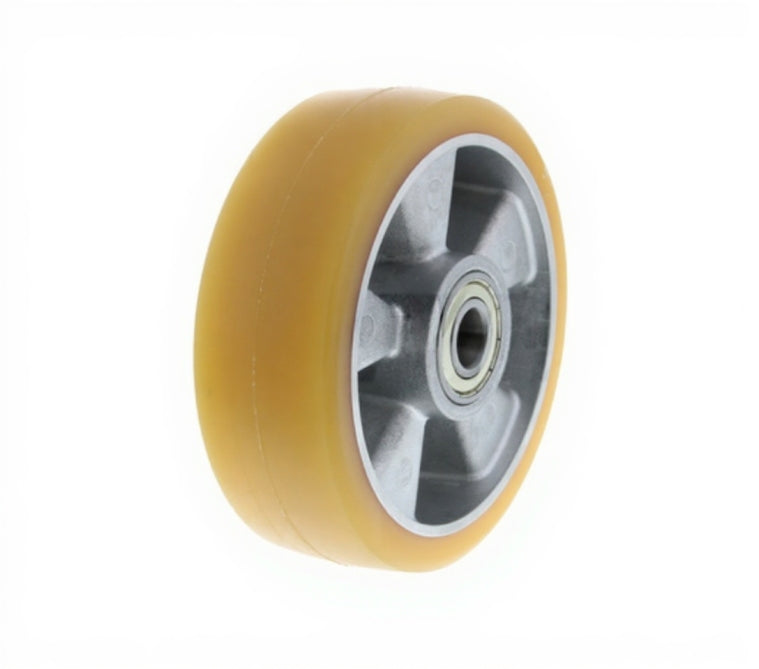 Ruota pivot in poliuretano Ø 125 x 40 mm bombata con cuscinetti