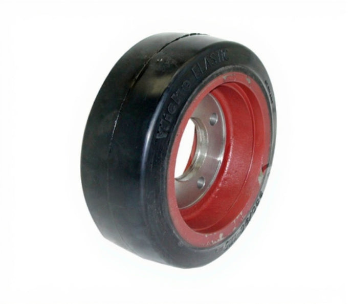 Ruota motrice in gomma piena Ø 230 x 90 mm con flangia a 4 fori