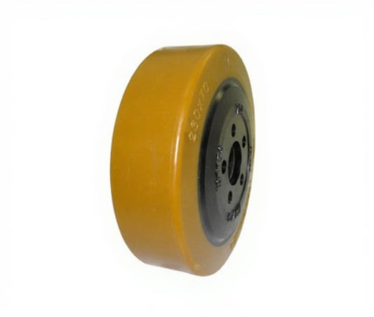 Ruota motrice in poliuretano Ø 230 x 70 mm con flangia a 5 fori